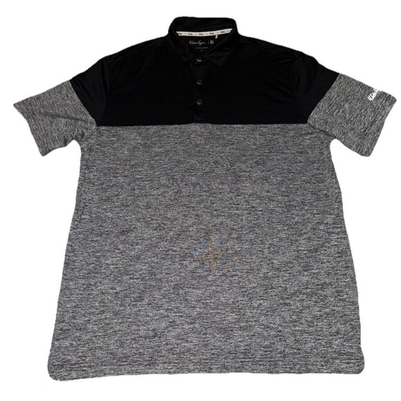 Walter Hagen 11 Majors Performance Polo Golf Shirt Mens Large Black Gray Stretch - Picture 1 of 6